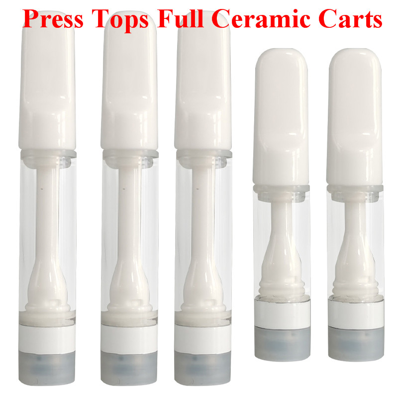 Premium Full Ceramic Vape Cartridges 0.5ml 1.0ml Press Tips Thick Oil Vape Pyrex Glass Tank Ceramic Coil 510 Carts White Atomizer Custom
Premium Full Ceramic Vape Cartridges 0.5ml 1.0ml Press Tips Thick Oil Vape Pyrex Glass Tank Ceramic Coil 510 Carts White Atomizer Custom