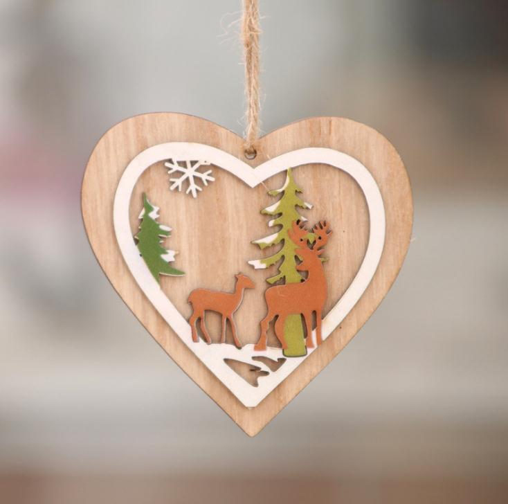 2D 3D Christmas Ornament Wooden Hanging Pendants Star Xmas Tree Bell Christmas Decorations For Home Party New Year SN1962