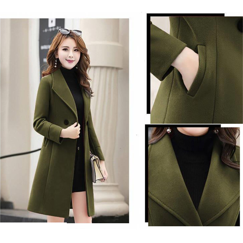 Winter Slim woolen coat Women Casual Korean Woolen Jacket Fashion Double-breasted Cardigan Elegant Outwear New 201030