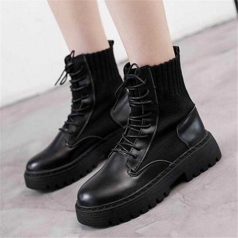 New Fashion European Style Black Ankle Boots Flats Round Toe Lace-up Boots Women Platform Leather Patchwork Shoes Botas Mujer1
New Fashion European Style Black Ankle Boots Flats Round Toe Lace-up Boots Women Platform Leather Patchwork Shoes Botas Mujer1