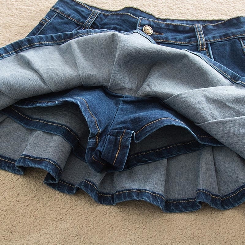 Schinteon Women Summer Denim Shorts Mini Skirts Sexy Ruffles Pleated skirt Top Quality Jeans Big Size Y200822, Blue
Schinteon Women Summer Denim Shorts Mini Skirts Sexy Ruffles Pleated skirt Top Quality Jeans Big Size Y200822, Blue