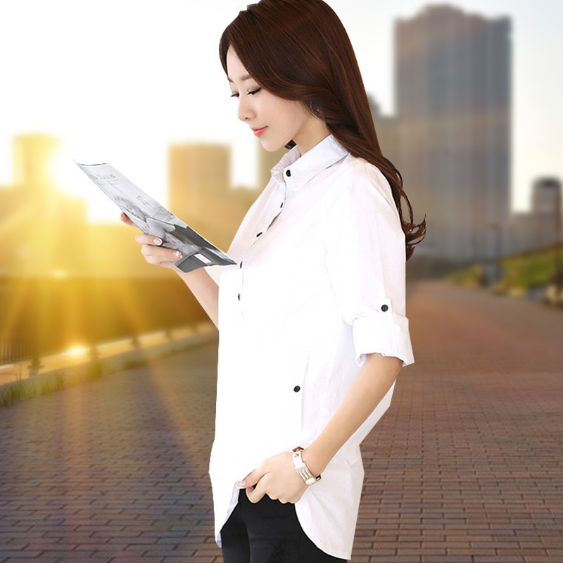 Women long sleeve blouse shirt elegant blusa feminina Cotton women fashion white shirt women plus size blouses work wear XXXL T200321
