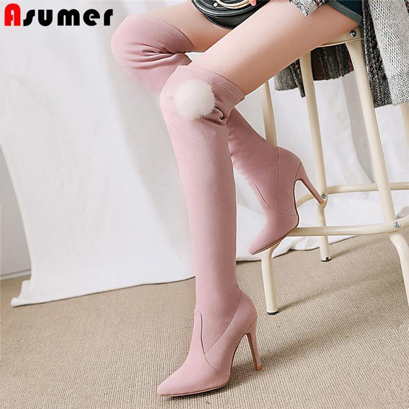 ASUMER plus size 34-48 over the knee boots women slip on high heels ladies boots flock autumn winter long thigh high1, Black
ASUMER plus size 34-48 over the knee boots women slip on high heels ladies boots flock autumn winter long thigh high1, Black