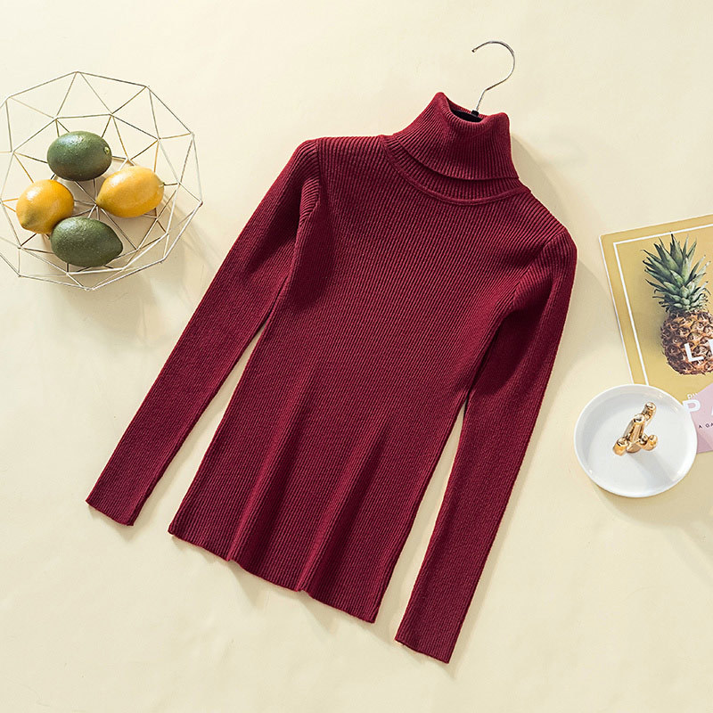 Pullover Turtleneck Sweater Women Solid Basic Slim Casual Tops Knitwear Autumn Winter Clothes Women Jumper Sweaters Pull Femme 201225