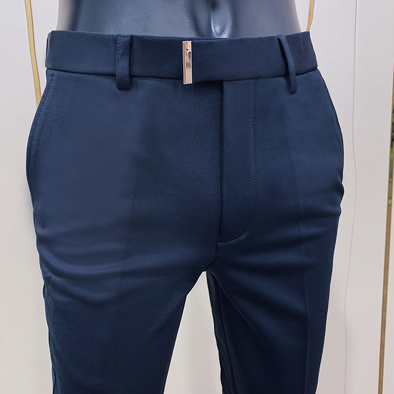 Business Suit Pant Mens Dress Pants Ankle Length Casual Slim Formal Trousers Elastic Pencil Pants Office Work Men Clothes 201124