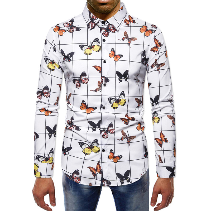 Fashion Butterfly Print Shirt Men 2020 Spring Autumn New Slim Fit Long Sleeve Mens Dress Shirts Casual Streetwear Chemise Homme, White
Fashion Butterfly Print Shirt Men 2020 Spring Autumn New Slim Fit Long Sleeve Mens Dress Shirts Casual Streetwear Chemise Homme, White