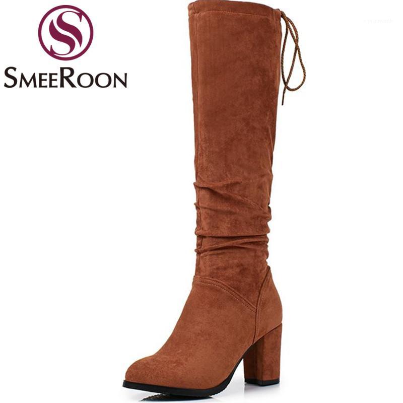 Smeeroon new zipper knee high boots for women elegant warm winter boots round toe square high heels flock platform shoes1, Black
Smeeroon new zipper knee high boots for women elegant warm winter boots round toe square high heels flock platform shoes1, Black