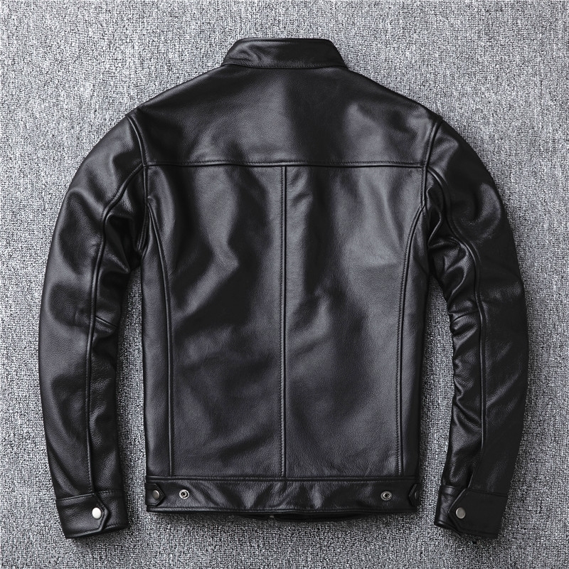 classic motor stylevintage genuine leather Jacketfashion men brown Leather coatstreet biker coatsales 201128