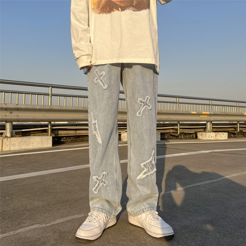 Men's jeans Neutral Wide Leg Denim Trousers Loose Straight Men Jeans asthetic Man Pants for boy Casual Baggy hip hop 220308