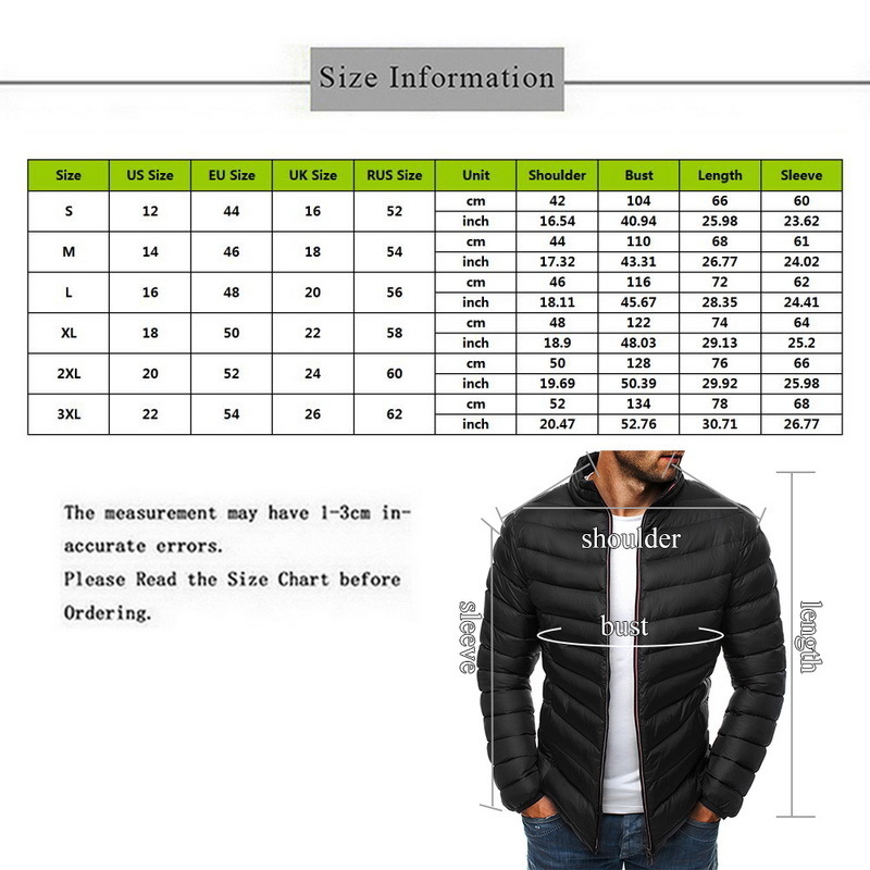 Adisputent Men's Lightweight Windproof Warm Packable Warm Jacket Male Autumn Winter Solid Zipper Slim Fit Coat Outwear Tops T200117