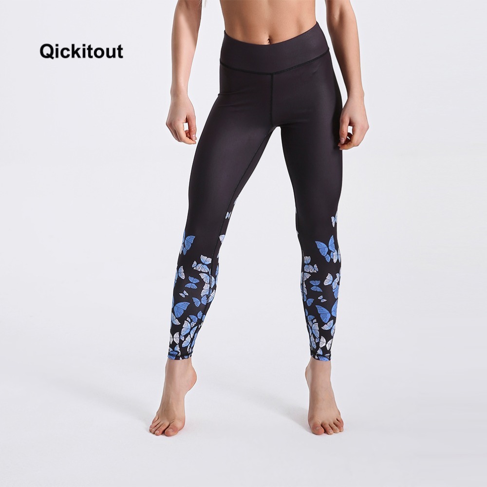 Qickitout New Spring Leggings Black Background Butterfly Printed Leggings High Waist Long Pants Sexy Casual Pants 201202
