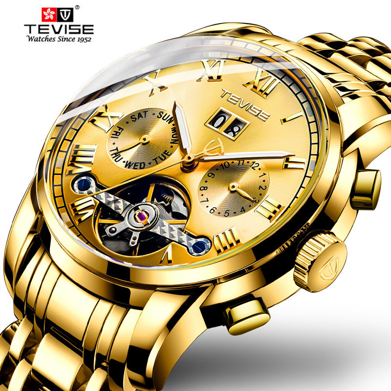 TEVISE Mens Automatic Watches Luxury Gold Stainless steel Tourbillon Moon phase Mechanical Men Wristwatch Relogio Masculino, Silver blue
TEVISE Mens Automatic Watches Luxury Gold Stainless steel Tourbillon Moon phase Mechanical Men Wristwatch Relogio Masculino, Silver blue