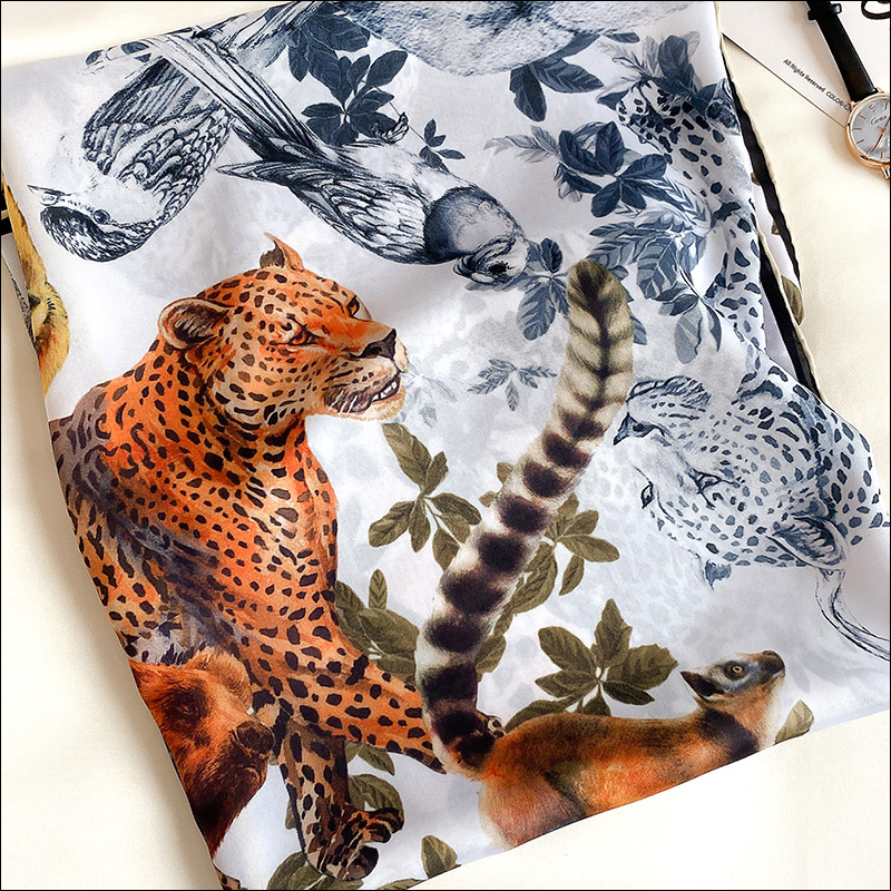 Foulard Satin Scarf Female Silk Head Scarves For Ladies Hand Rolled Scarf 90 Print Foulard Luxe