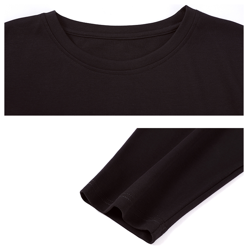 MELIFLE Autumn Pure Black Nightwear for Women Winter Warm 100% Cotton PJS Soft Satin Sleepwear Atoff Home Female Silk Pajama Set 201217