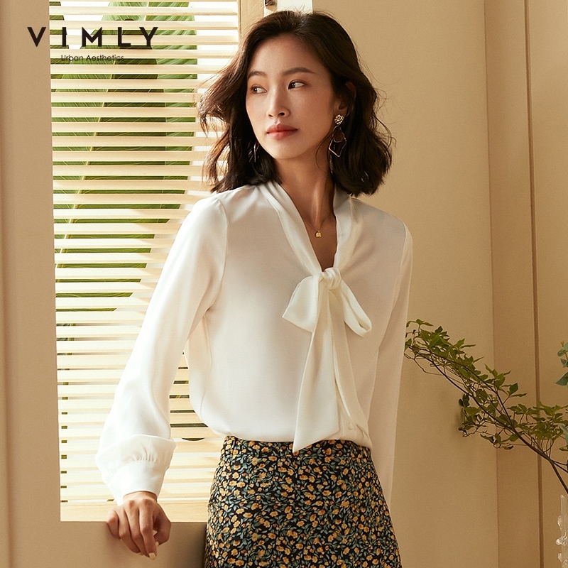 Vimly Office Ladies Elegant Women Blouse Fashion Bow Long Sleeve Formal Shirt Vintage Blusas Femininas F1991 201201, White
Vimly Office Ladies Elegant Women Blouse Fashion Bow Long Sleeve Formal Shirt Vintage Blusas Femininas F1991 201201, White