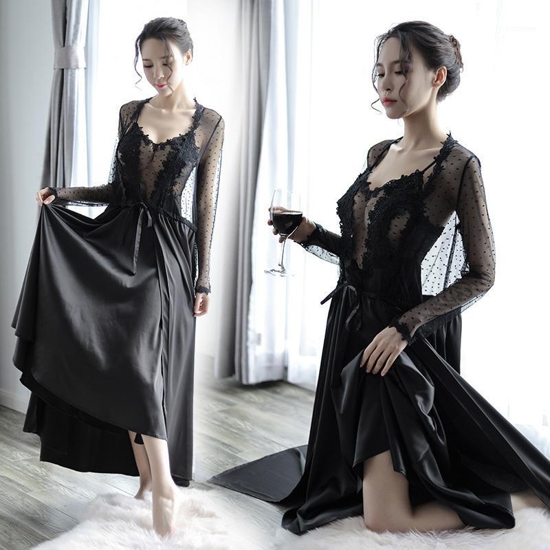 Women's Sleepwear Pink Sleep Set Silk Long Gowns Ladies Black Women Robes Sets Lace Bathrobe Pajamas Dress Bridesmaid Lingerie Porno1
Women's Sleepwear Pink Sleep Set Silk Long Gowns Ladies Black Women Robes Sets Lace Bathrobe Pajamas Dress Bridesmaid Lingerie Porno1