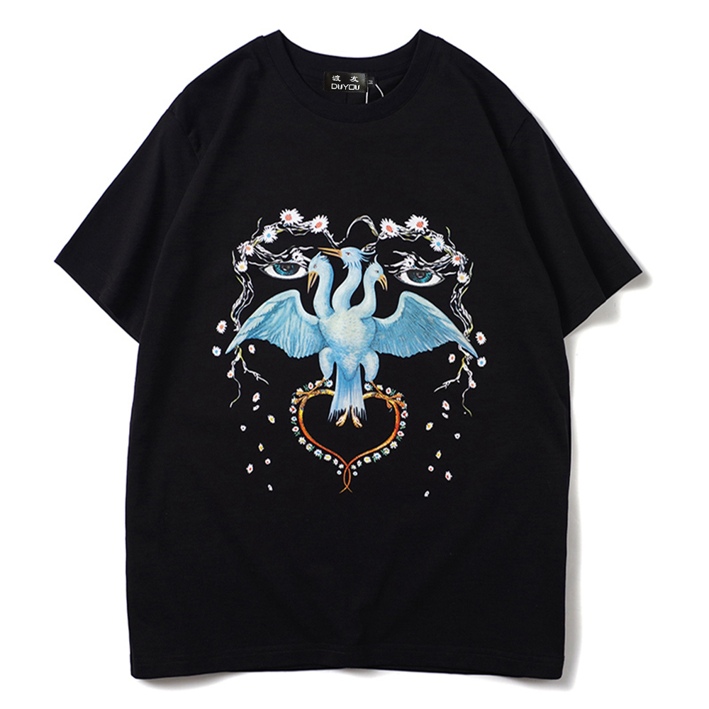 Three-headed Bird Flower Print Short Sleeve Men's Short-sleeved Cartoon Parttern T-shirt Women Shirts 0czj, Black
Three-headed Bird Flower Print Short Sleeve Men's Short-sleeved Cartoon Parttern T-shirt Women Shirts 0czj, Black
