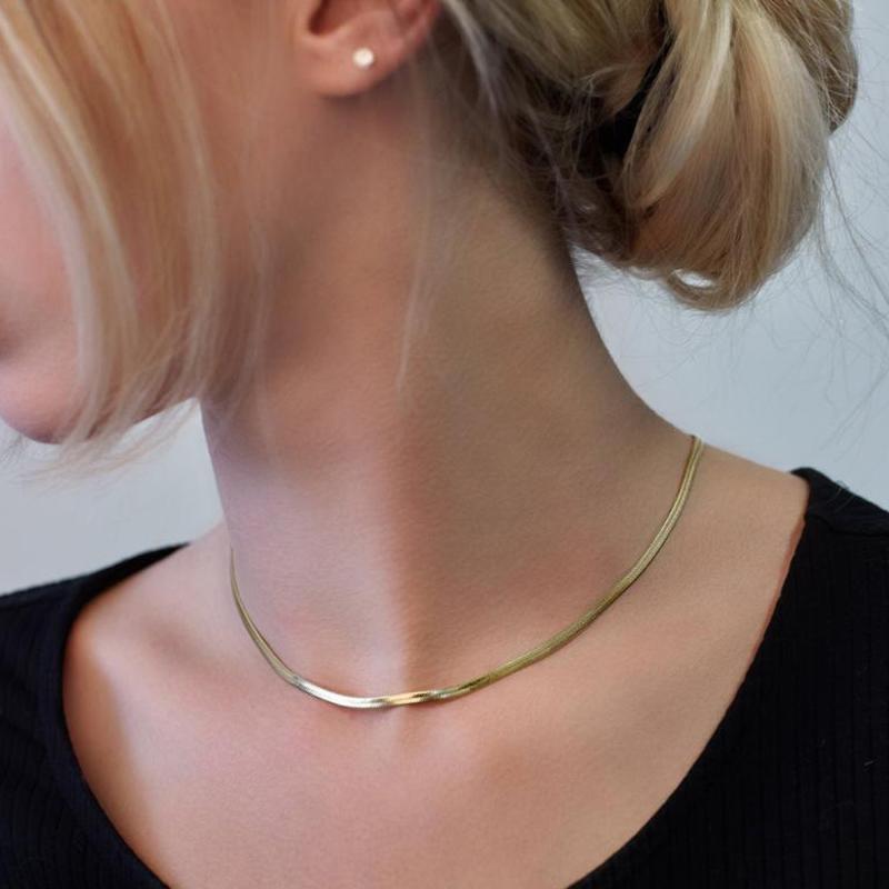 Chokers Charm Women Snake Chain Choker Necklace Stainless Steel Gold Silve Color Flat Herringbone Link For Girls
Chokers Charm Women Snake Chain Choker Necklace Stainless Steel Gold Silve Color Flat Herringbone Link For Girls
