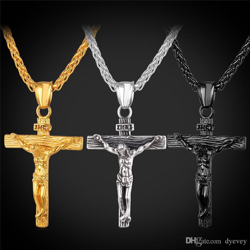 U7 Crucifix Cross Pendant Necklace Bracelet Gold/Black Gun Plated/ Stainless Steel Fashion Religious Jewelry for Women/Men Faith Necklace, Silver
U7 Crucifix Cross Pendant Necklace Bracelet Gold/Black Gun Plated/ Stainless Steel Fashion Religious Jewelry for Women/Men Faith Necklace, Silver