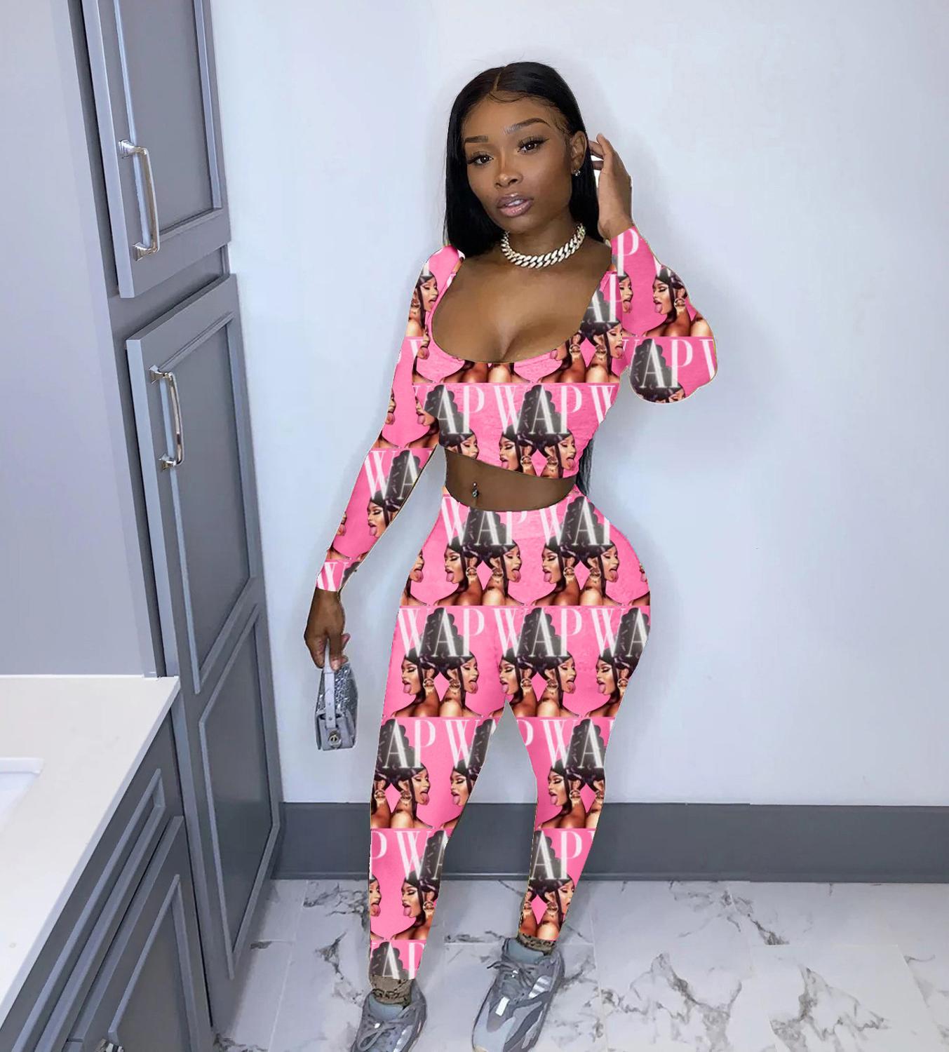2020 Fall New Casual Two Pieces Set For Women Cardi B WAP Lip Print Sexy Crop Top And High Waist Jogger Pants Suits Set Clubwear Y1229, Cutie h
2020 Fall New Casual Two Pieces Set For Women Cardi B WAP Lip Print Sexy Crop Top And High Waist Jogger Pants Suits Set Clubwear Y1229, Cutie h