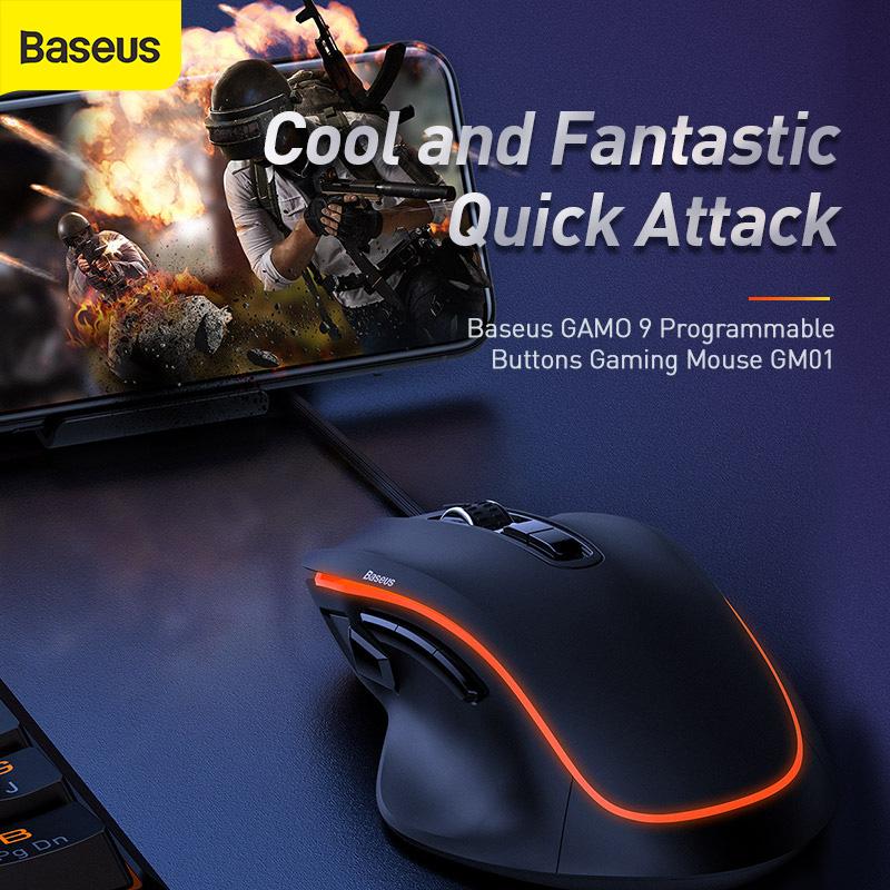 Baseus 9 Programmable Buttons Gaming Mouse 6400 DPI Comfortable Streamlined Design Gaming Mouse With 18 LED Beads for
Baseus 9 Programmable Buttons Gaming Mouse 6400 DPI Comfortable Streamlined Design Gaming Mouse With 18 LED Beads for