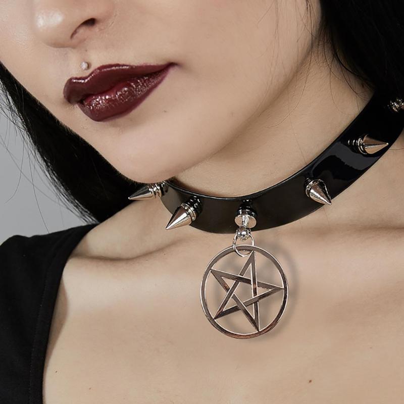 2 Pendants Gothic Choker Women Vintage Pentagram Hexagram Punk Goth Rivet Pu Leather Collar Choker Necklace 
2 Pendants Gothic Choker Women Vintage Pentagram Hexagram Punk Goth Rivet Pu Leather Collar Choker Necklace