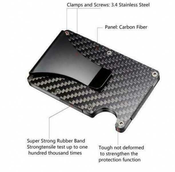 Mens RFID Blocking Carbon Fiber Ridge Wallets Money Clip Front Pocket Bank Credit Card Holders Minimalist Antimagnetic Purse Cards - view 7