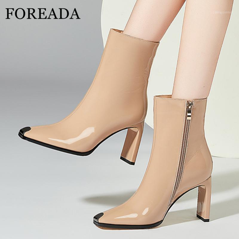 FOREADA Square Toe Mid Calf Boots Real Leather High Heel Woman Boots Zip Metal Decoration Thick Heel Shoes Ladies Black Size 431
FOREADA Square Toe Mid Calf Boots Real Leather High Heel Woman Boots Zip Metal Decoration Thick Heel Shoes Ladies Black Size 431