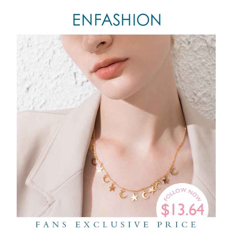 ENFASHION Star & Moon Choker Necklace Women Stainless Steel Chain Pendants Necklaces Fashion Femme Jewelry Collares PM193014
ENFASHION Star & Moon Choker Necklace Women Stainless Steel Chain Pendants Necklaces Fashion Femme Jewelry Collares PM193014