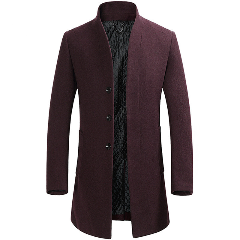 FGKKS Men Winter Wool Coat Men's Fashion Solid Color Warm Thick Wool Blends Woolen Pea Coat Male Trench Coat Overcoat 201127