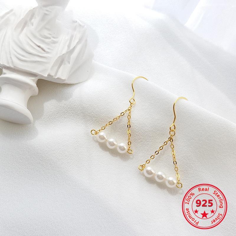 Korea New Style 925 Sterling Silver Earrings for Women Simple Fashion Chic Gold Pendant Necklace Jewelry1
