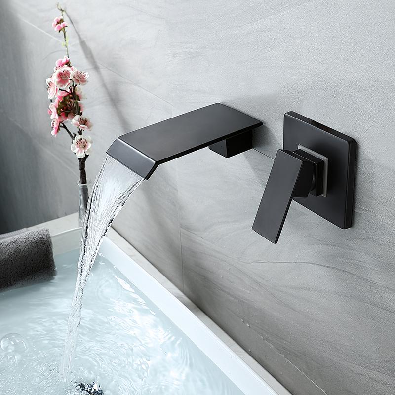 Basin Waterfall Faucet Mixer Wall Mounted Black Matte Single Handle In-Wall Bathroom Sink Faucet 2 Holes Hot & Cold Tap Torneira
Basin Waterfall Faucet Mixer Wall Mounted Black Matte Single Handle In-Wall Bathroom Sink Faucet 2 Holes Hot & Cold Tap Torneira