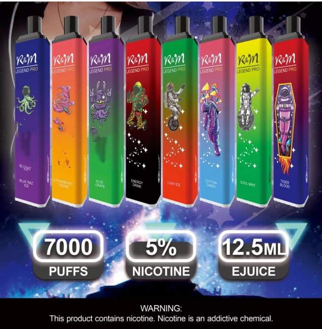 Original R&M LEGEND PRO 7000 Puff Disposable Vape Pen Electronic Cigarette Starter Kit 12.5ml Cartridge with Mesh Coil Battery Rechargeable Genuine Wholesale
Original R&M LEGEND PRO 7000 Puff Disposable Vape Pen Electronic Cigarette Starter Kit 12.5ml Cartridge with Mesh Coil Battery Rechargeable Genuine Wholesale