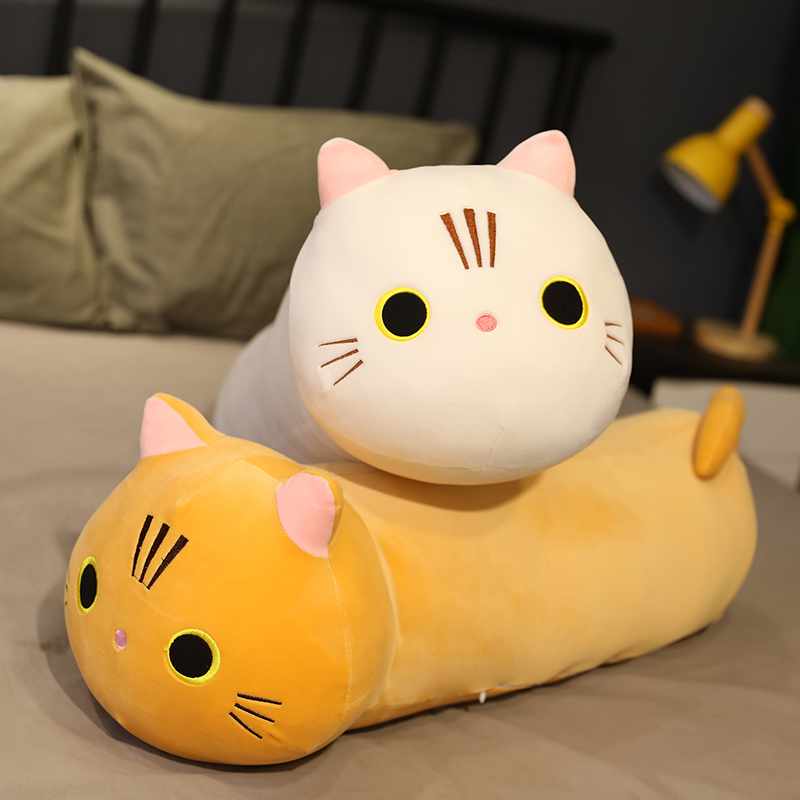 25~100cm Little Kitten Plush Toy Ultra Soft Stuffed Cat Plushie Grey Orange White Grey Comforting Kids Gift LJ201126
