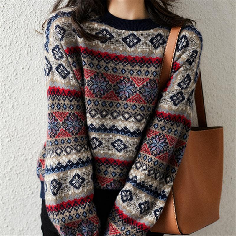 Fashionable women' sweater autumn / winter 2020 new cashmere sweater jacquard thickened lazy style knitwear, Color
Fashionable women' sweater autumn / winter 2020 new cashmere sweater jacquard thickened lazy style knitwear, Color