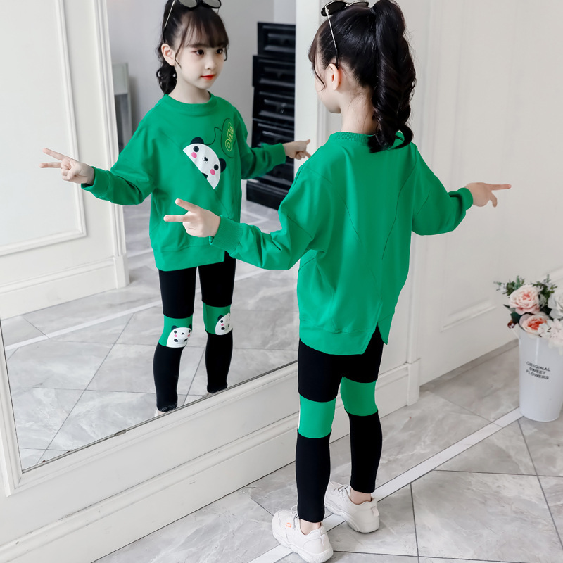 Brand Children's Clothing Suit Spring&Autumn Girls Suit Panda Alphabet Two-piece Baby Girl Sports Suit Girls Boutique OutfitsX1019