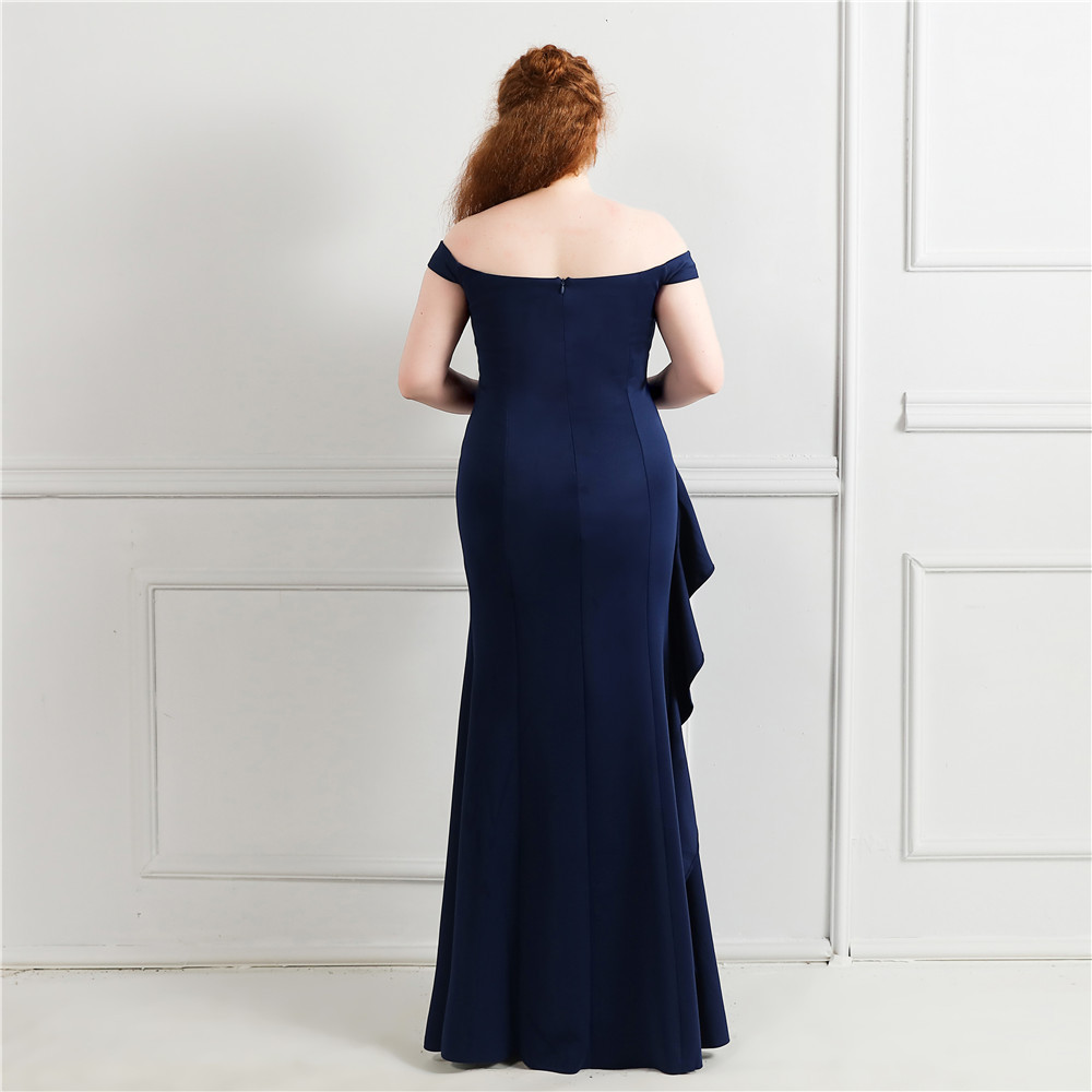 Simple Crepe Stain Mermaid Evening Dress Wear Plus Size vestifos de mujer largos elegantes de fiesta Sexy Slit Prom Gown