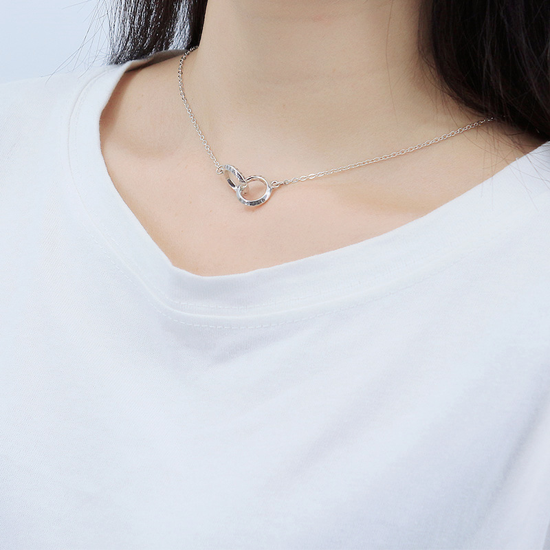 925 sterling silver pendant necklaces fashion jewelry 2 connected round links pendant handmade designer necklaces for men women