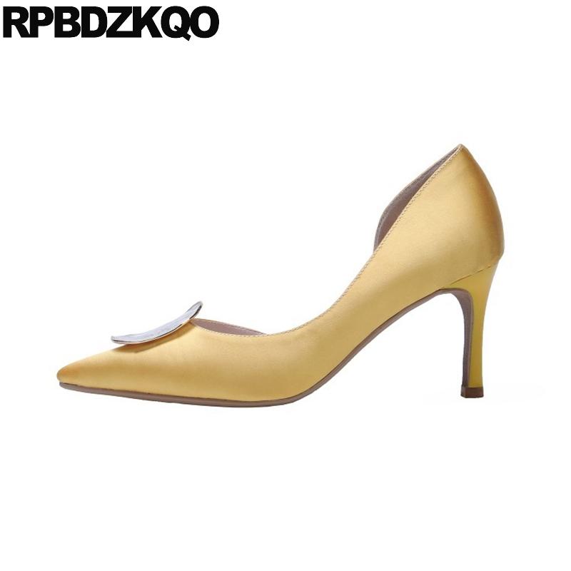 pointed toe evening size 4 34 high heels fashionable ladies yellow shoes for wedding satin pumps thin stiletto silk 2020 silver, Black
pointed toe evening size 4 34 high heels fashionable ladies yellow shoes for wedding satin pumps thin stiletto silk 2020 silver, Black