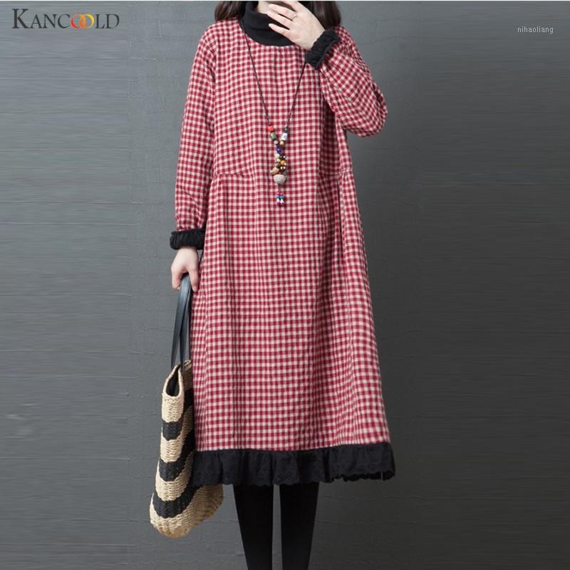 KANCOOLD dress Women Fashion lace plaid Standing collar Lattice Loose Long Dresses Long Sleeve Casual new dress women 2019Nov51, Bk
KANCOOLD dress Women Fashion lace plaid Standing collar Lattice Loose Long Dresses Long Sleeve Casual new dress women 2019Nov51, Bk