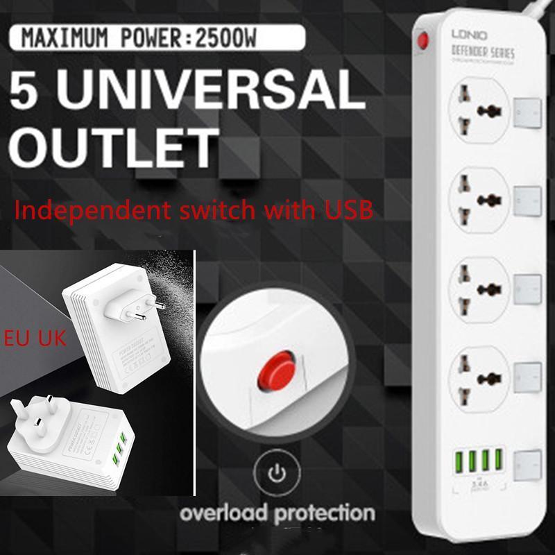 Smart Power Plugs LDNIO Universal Surge Protector 10A 100-240V 4-Outlet Strip With 2 Meters Long Cords And US/EU/UK Plug Switch1
Smart Power Plugs LDNIO Universal Surge Protector 10A 100-240V 4-Outlet Strip With 2 Meters Long Cords And US/EU/UK Plug Switch1