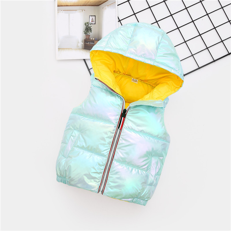 Children's Hooded Vest down cotton padded jacket for boys and girls with thickened silver bright surface in autumn and winter LJ201130