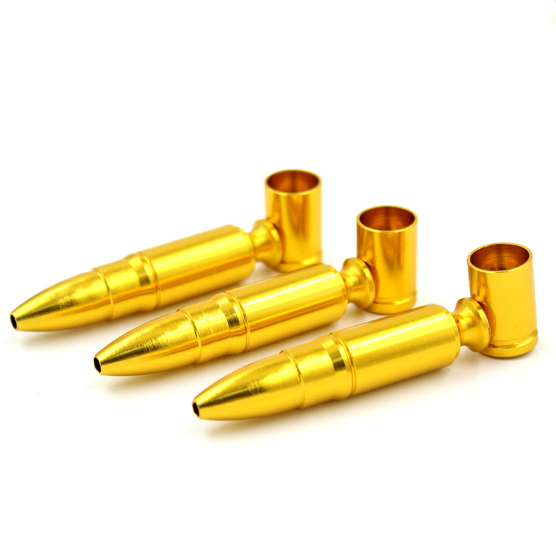 Luxury Golden Metal Smoking Pipe Creative Aluminum Alloy 78mm Bullet Pipe Portable Detachable Practical Smoking Accessories