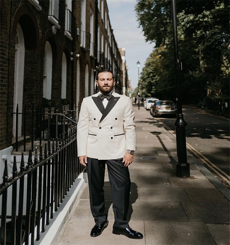 2-piece Mens Suits Black And White Groom Tuxedos Handsome Lapel Bridegroom Wedding Suit Formal Wear Best Mens Suit For Wedding