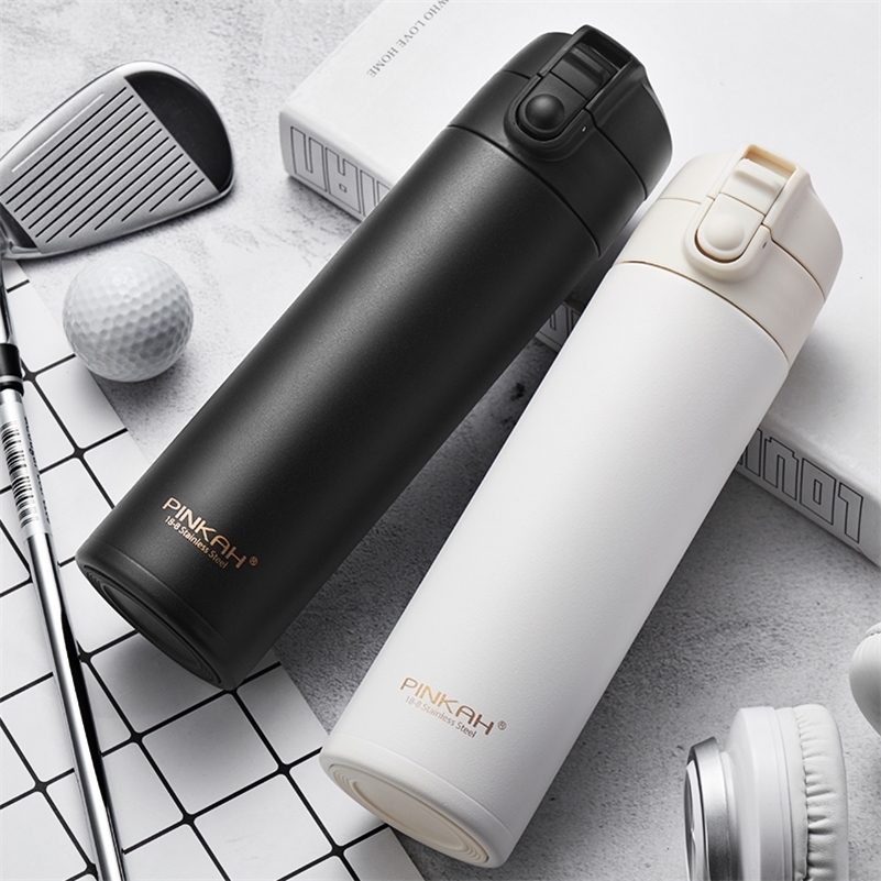 Pinkah Thermos 500ml leak-proof Stainless Steel Vacuum Flasks Coffee Tea Milk Travel Mug Thermo Bottle Gifts Thermocup For Car 201204