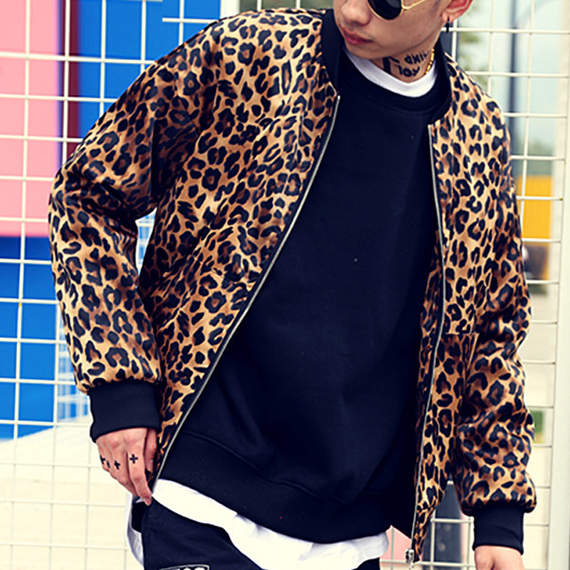 Leopard Print Baseball Jacket Fashion Style Mens Autumn Jacket Classic Personality Hip Hop Coat Nightclub Bar Hairdresser 201116