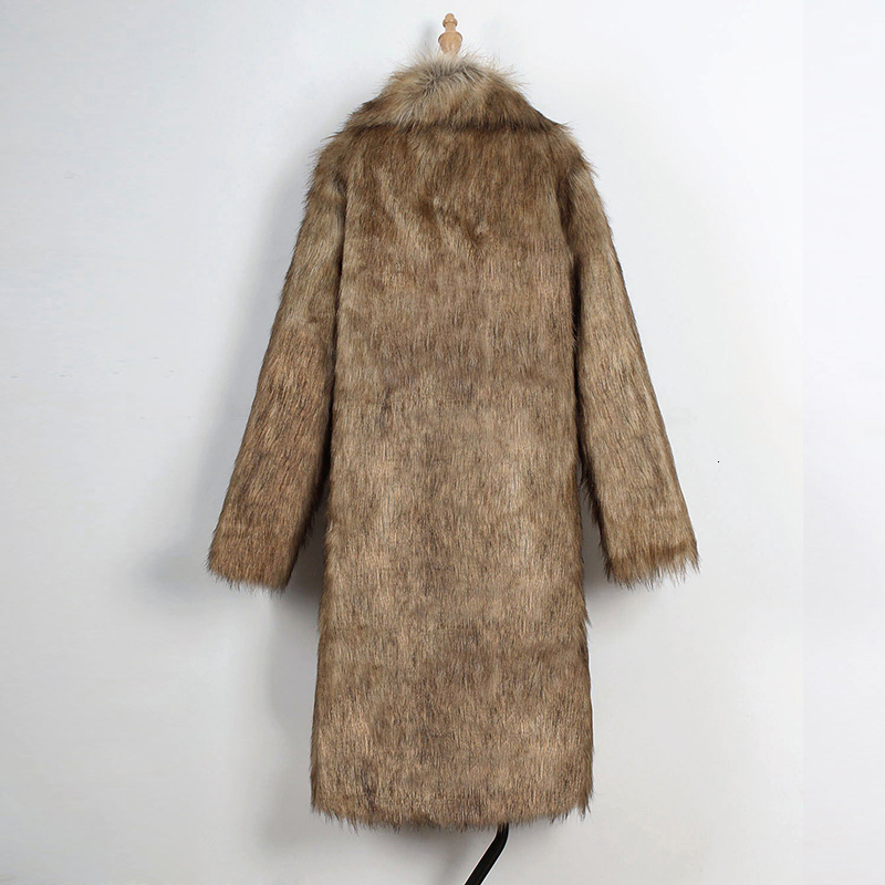 Faux Long Thicken Slim Hairy Jacket Fashion Warm Outerwear Artificial Collar Fur Coat Winter Women Plus Size 3XL T191031
