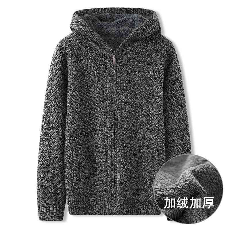 Winter thickened Plush men's knitted sweater plus size hooded warm coat fat cardigan, Black
Winter thickened Plush men's knitted sweater plus size hooded warm coat fat cardigan, Black