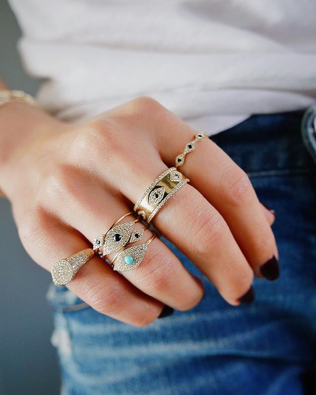 Wholesale Engraved Cz Evil Eye Gold Wide Engagement Band Rings for Lady Women Party Gift Finger Jewelry Classic Antique Ring
