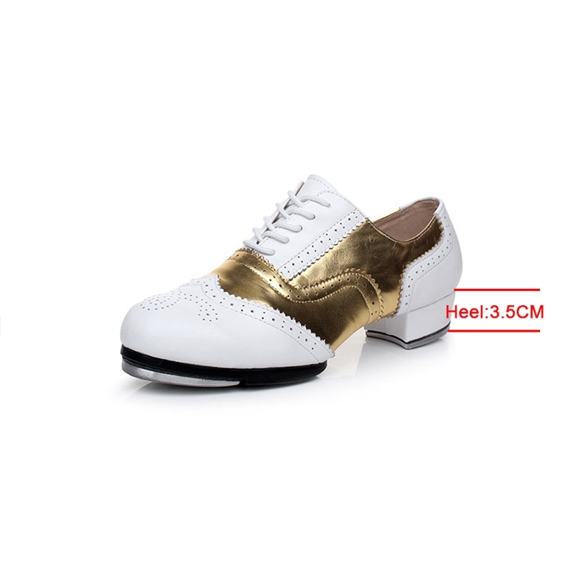 New Arrival Women Men Genuine Leather Lace-Up Tap Dance Shoes Vintage Style Quality Split Soles Tap Dancing Shoes 201017